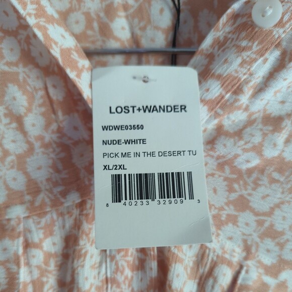 Lost + Wander Pick Me In The Desert Shirt Plus XL/2XL Soft Orange White Long - Picture 5 of 10